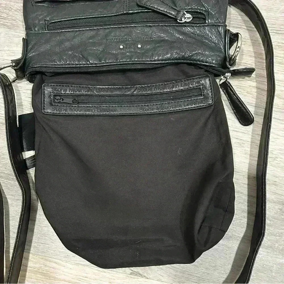 Stone Mountain Crossbody Purse Black Soft Leather Medium Shoulder Bag Adjustable - Picture 9 of 11